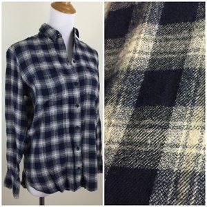 MADEWELL Loose Fit High Low Flannel Button Shirt